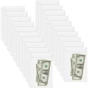 24pcs A6 6 Hole Zipper Binder Pockets Waterproof Refill PVC Cash Budget Envelope - Picture 1 of 6