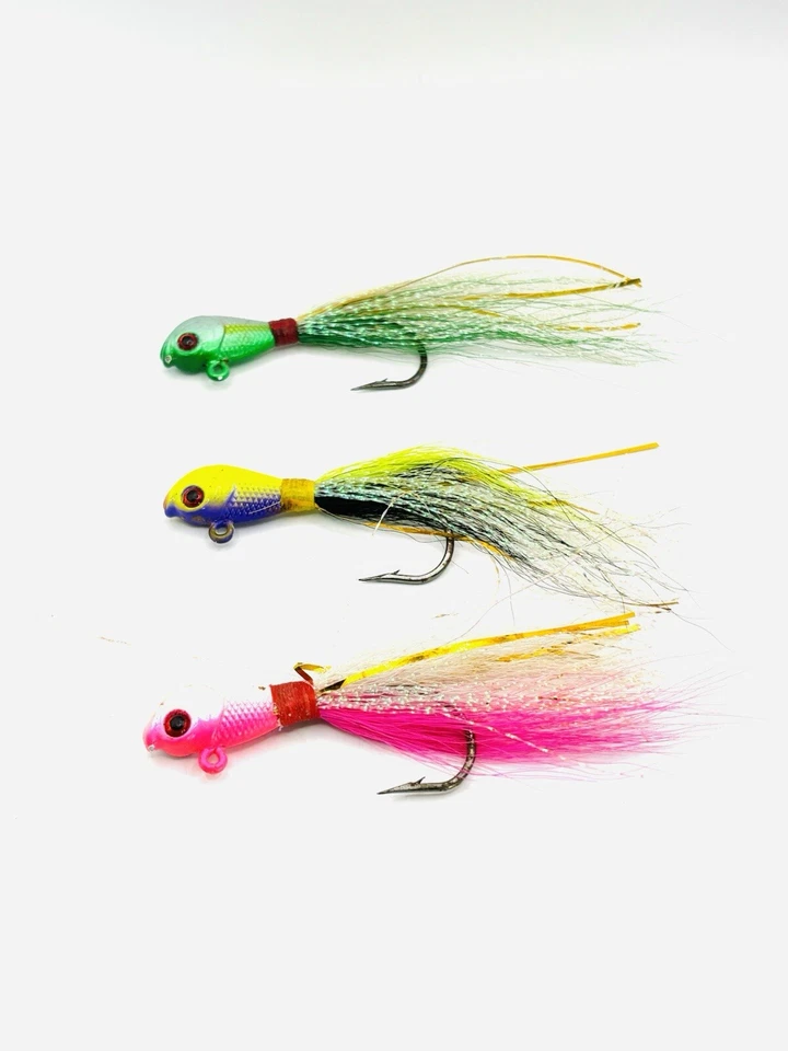 LOTE DE 3 ISCAS DE PESCA BUCKTAIL JIGS JIG HEAD. - Imagem 1 de 1