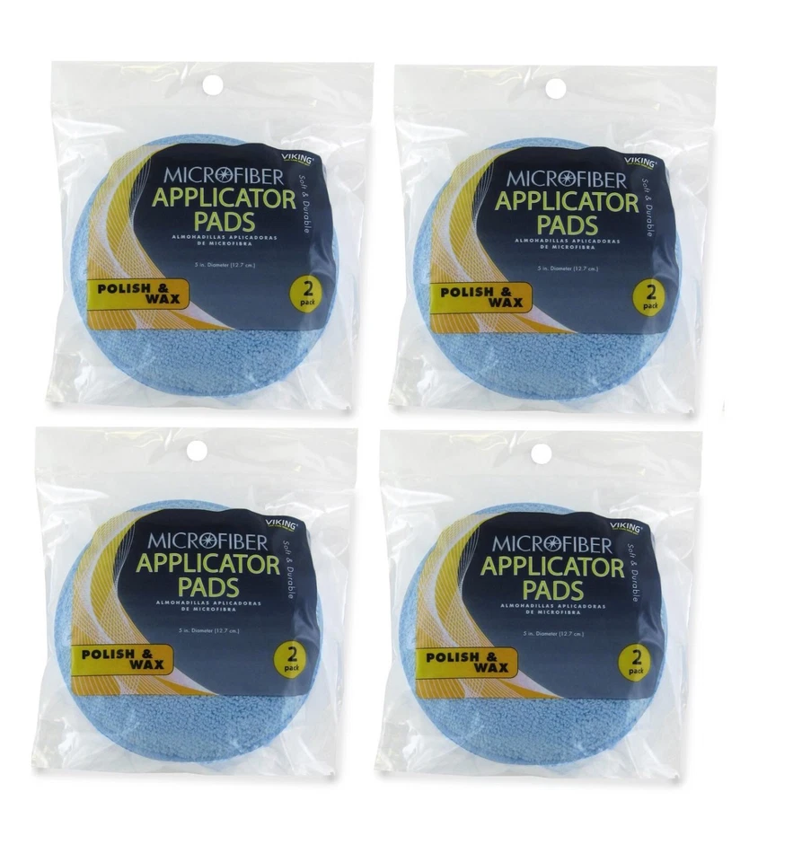 4~Microfibra Viking suave y duradera de 5" de diámetro Almohadillas aplicadoras para pulido y cera paquete de 2 Foto 1 de 1