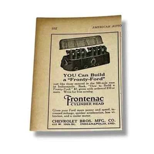 Chevrolet Bros Mfg Indianapolis IN 1924 vintage anuncio culata Frontenac - Imagen 1 de 3