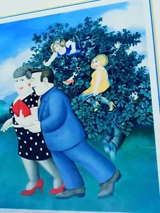 LÁPIZ ARTISTA BERYL COCIN FIRMADO ARTISTA LITOGRAFÍA A PRUEBA DE ARTISTA DE PAREJA EN UN PASEO - Imagen 1 de 12