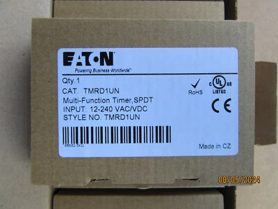 Eaton TMRD1UN Temporizador Multifunción Entrada SPDT: 12-240 VAC/VDC 0.1S-10D Nuevo Foto 1 de 4