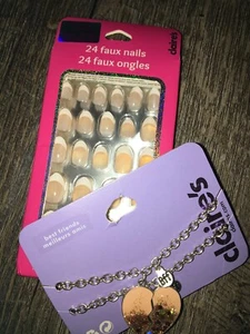 Claire’s French Faux Stick On Nails Bff Best Friend Heart Bracelet Jewelry Lot - Picture 1 of 5