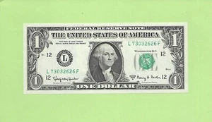 1963A ..UNCIRC $1 L 7303 2626 F .... 1963A $1 L-F NICE NOTE FRN - Bild 1 von 2