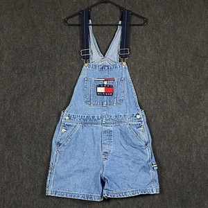 Tommy Hilfiger Girl Medium Playsuit Short Romper Blue Denim Sleeveless Pockets - Picture 1 of 21