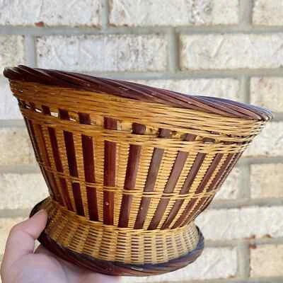 Wicker Rattan Planter Basket ~ Light and Dark - Image 1 of 4