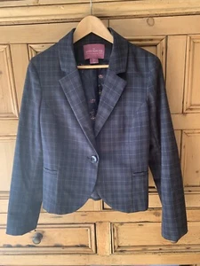 The Sevile Row Co London Black Gray Plaid Blazer Petite L - EUC - Picture 1 of 7