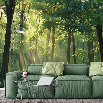 Photo Wallpaper Forest Sun 3D Effect Green Nature Living Room FLEECE WALLPAPER + PASTE - Image 1 of 4