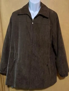 Gallery-Woman’s Size Large-Lined Coat-Brown Zip-Up-Faux Suede-Mid-weight Coat - Picture 1 of 8