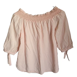 Cotton On Womens Off Shoulder Bow Tie 3/4 Sleeve Pink Blouse Tops Size XS - Picture 1 of 9