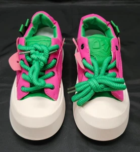 Trendige Damen-Plateausneaker rosa, grün & weiß Schnürschuhe Größe 7 - Bild 1 von 10