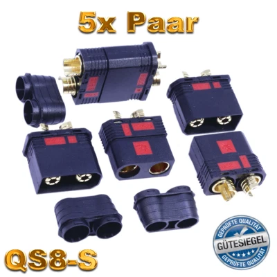 ✅ 5 Paar Hochstrom Antiblitz Goldstecker QS8-S QS8 Stecker Buchse 180A E-Fahrrad - Bild 1 von 4