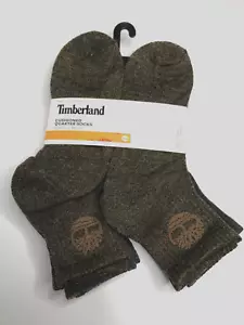 NEW Mens Timberland Cushioned Quarter 1/4 Socks 6 Pairs Green/Tan/Grey Hiking - Picture 1 of 4