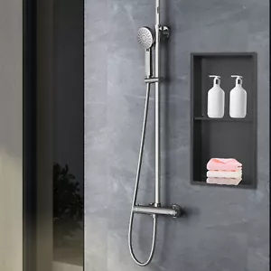 In Wall Mount 2 Layers Storage Shelf Bathroom Shower Floating Shelf Organizer US - Picture 1 of 20