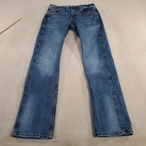Wrangler Retro Jeans Mens 29x34 Blue Slim Straight Leg Faded Dark Wash Western - Picture 1 of 10