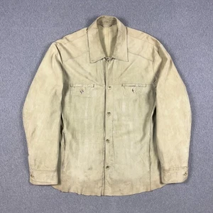 Milestone of Germany Jacket Mens 48 Suede Leather Shirt Shacket Pockets Unlined - Picture 1 of 11