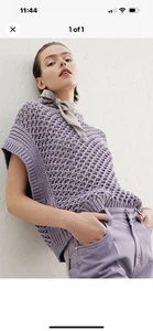 Brunello Cucinelli Crochet Open Knit Oversized Sweater In Lavender Sz S New - Picture 1 of 11
