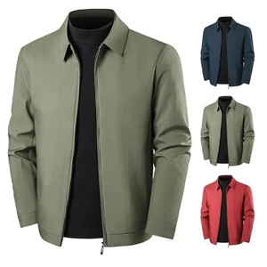 Leichte Herrenjacken durchgehender Reißverschluss Liegekragen Golf Frühling Freizeit Windbreaker - Bild 1 von 7