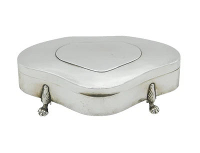 Joyero antiguo con pie de pata de plata esterlina 1918 Birmingham Art Deco Foto 1 de 4