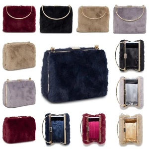Women’s Mini Faux Fur Clutch – Elegant Evening Purse 80822 - Picture 1 of 18