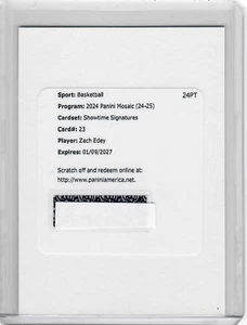 2024-25 Panini Mosaic Zach Edey Rookie Autografo Showtime Firme Redenzione - Foto 1 di 2