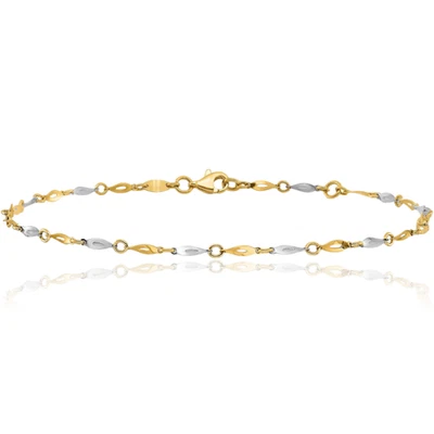 10K Solid Two Tone Gold Anklet Bracelet - Image 1 of 4