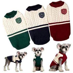 College Style Pet Clothes Winter Puppy Knitted Vest New Dog Cat Sweater - Picture 1 of 15
