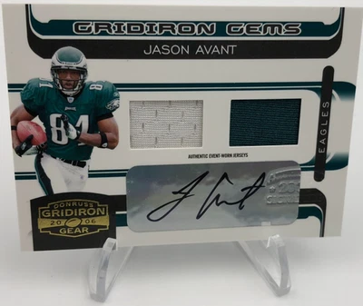 JASON AVANT ROOKIE JERSEY AUTO Card RARE/50  2006 GRIDIRON GEMS  MICHIGAN EAGLES - Image 1 of 4