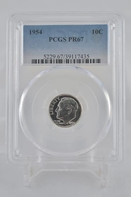 PR67 1954 PCGS GRADED PROOF SILVER ROOSEVELT DIME RARE UNCIRCULATED COIN - Image 1 of 4