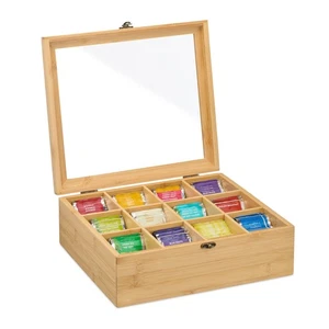 Teebox Tee Aufbewahrung Teebeutel Aufbewahrungsbox Teedose Teekiste 12 Fächer - Bild 1 von 7