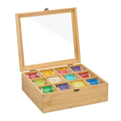 Teebox Tee Aufbewahrung Teebeutel Aufbewahrungsbox Teedose Teekiste 12 Fächer - Bild 1 von 4