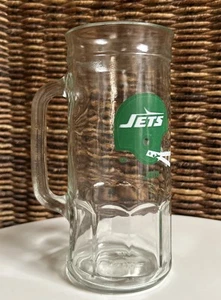 New York Jets Vintage 1970s Fisher Nuts Glass Collectors Cup Beer Mug EUC - Picture 1 of 8