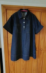 Aligne Denim Collared Mini Swing Dress Size 16 In Blue - Picture 1 of 15