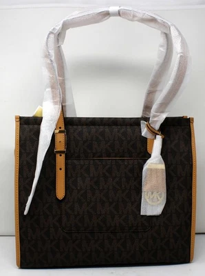 Bolso de Mano Michael Kors Darien Mediano Cuero Marrón/Cacahuete Foto 1 de 2