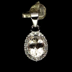925 Sterling Silber Anhänger oval Morganit 7x5mm Natur Edelstein Schmuck - Bild 1 von 14