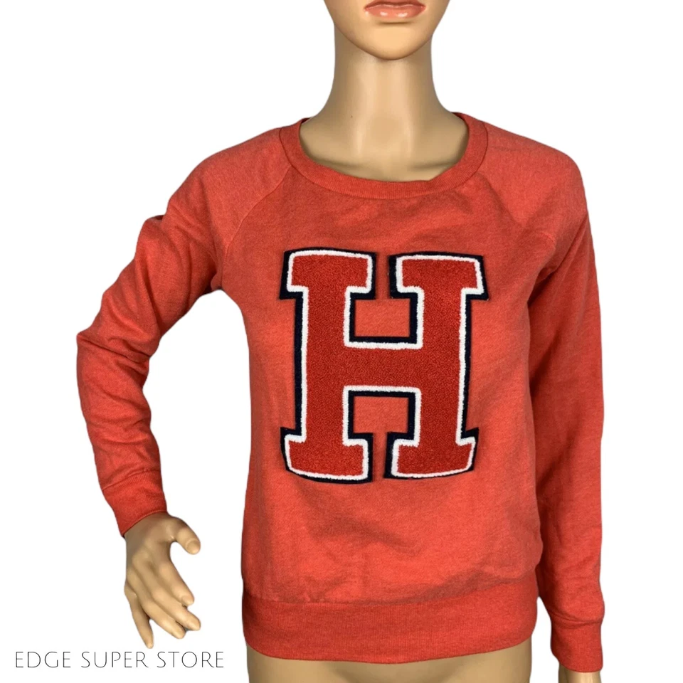 Blusa moletom Tommy Hilfiger vermelha H manga longa logotipo Varsity aplique XS XSmall - Imagem 1 de 3