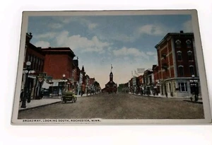 Broadway Blick nach South Rochester, Minnesota MN Postkarte unbesendet Straßenszene - Bild 1 von 6