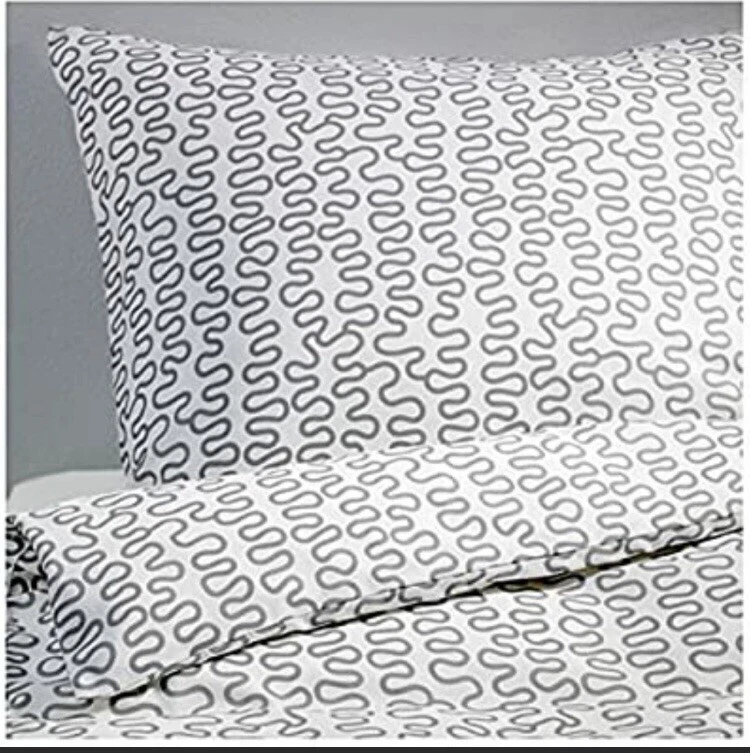 Funda nórdica y funda de almohada doble arte moderno gris blanco Krakris de 2 piezas IKEA  Foto 1 de 4