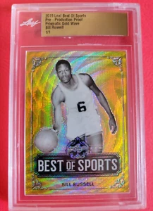 BILL RUSSELL PRISMATIC GOLD WAVE PROOF CARD #1/1 1 OF 1 BECKETT SLABBED CELTICS - Picture 1 of 2
