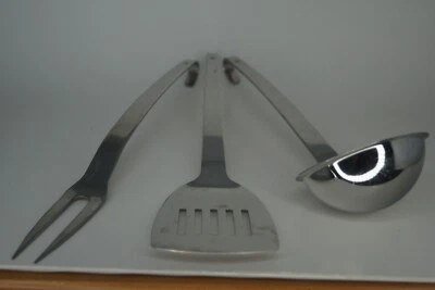 WMF Cromargan Juego de utensilios de acero inoxidable (3 ea) cucharón de sopa - tenedor - espátula Foto 1 de 4