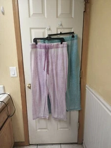 Jaclyn Intimates Pajama Lounge Pants Largepurple and teal lightweight Waste 17 - Picture 1 of 6