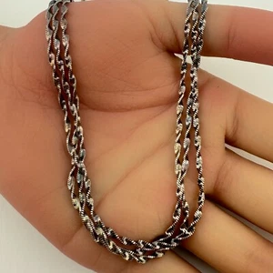 ALE Vintage 925 Sterling Silber 3-Strang gedrehtes Fischgrät Halskette (15,2 g) - Bild 1 von 5