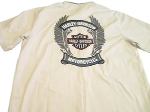 Harley Davidson Freizeithemd Herren XL beige Knopfleiste gesticktes Logo 2 Pkts - Bild 1 von 13