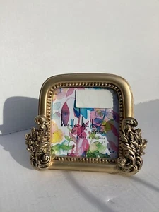Nicole Miller Golden Picture Frame Fits 4’’ x 4’’ Photo - Picture 1 of 6