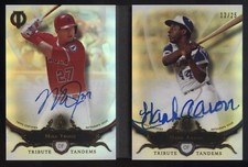 2016 Topps Tribute Mike Trout Hank Aaron Tribute Tandems Dual On Card Auto #/25