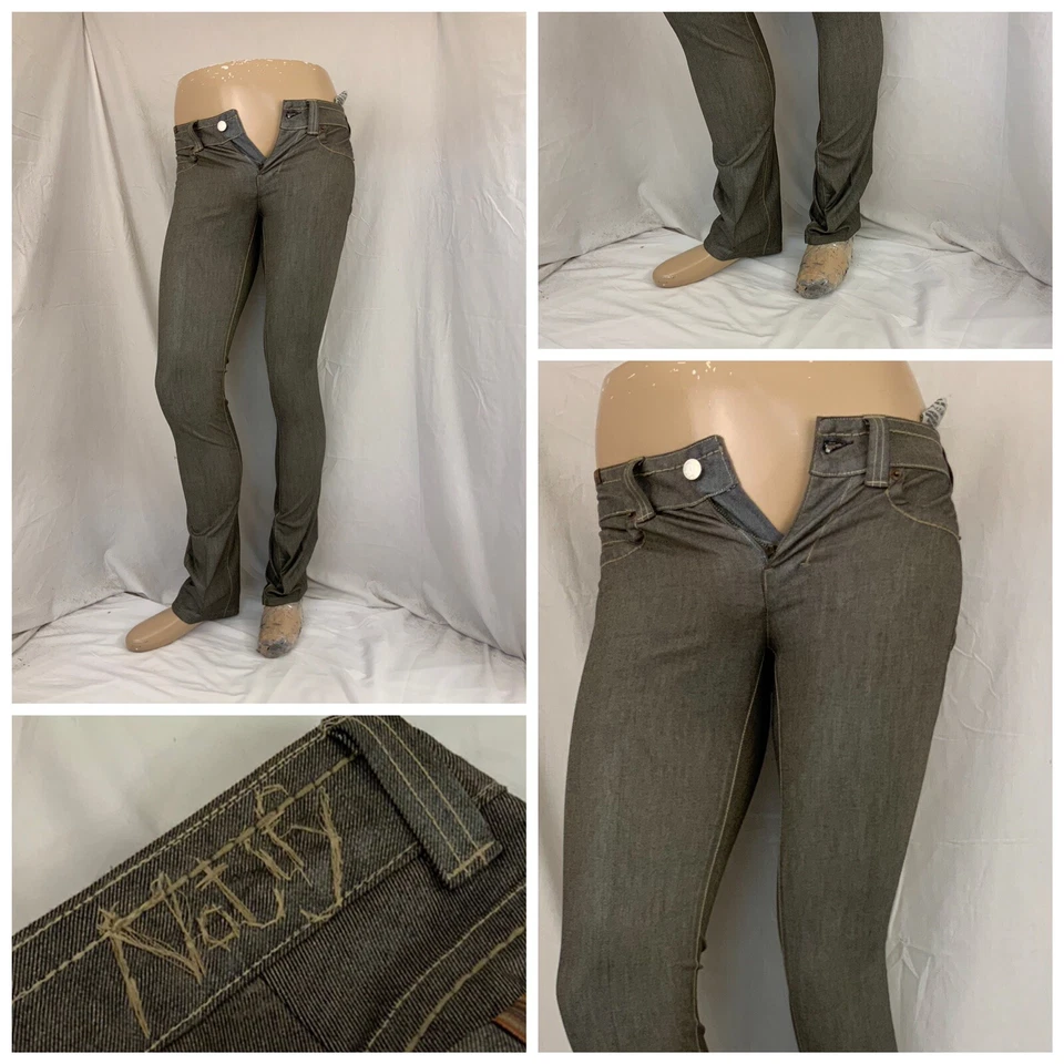 Jeans Notify tamanho 27 cinza algodão poli elástico reto Itália usado uma vez YGI R1-734 - Imagem 1 de 4