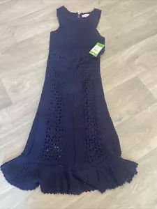 Lilly Pulitzer Molly True Navy Harbor Crochet Sleeveless Sweater Dress Small - Picture 1 of 13