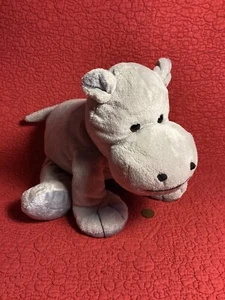 11" gray Hippo plush stuffed hook loop on tummy floppy bean bag - Picture 1 of 4