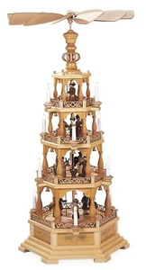 Pyramide Tischpyramide Heilige Geschichte 4-stöckig, natur elektr. beleuchtet - Bild 1 von 1