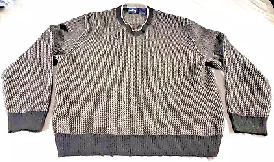 Allen Solly Men's Sweater Shirt Long Sleeve V-Neck 100% Cashmere Black / Gray XL - Image 1 of 4
